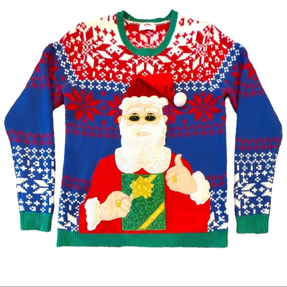 Holiday Time Sweaters Holiday Time Mens Santa Drink Pocket Ugly